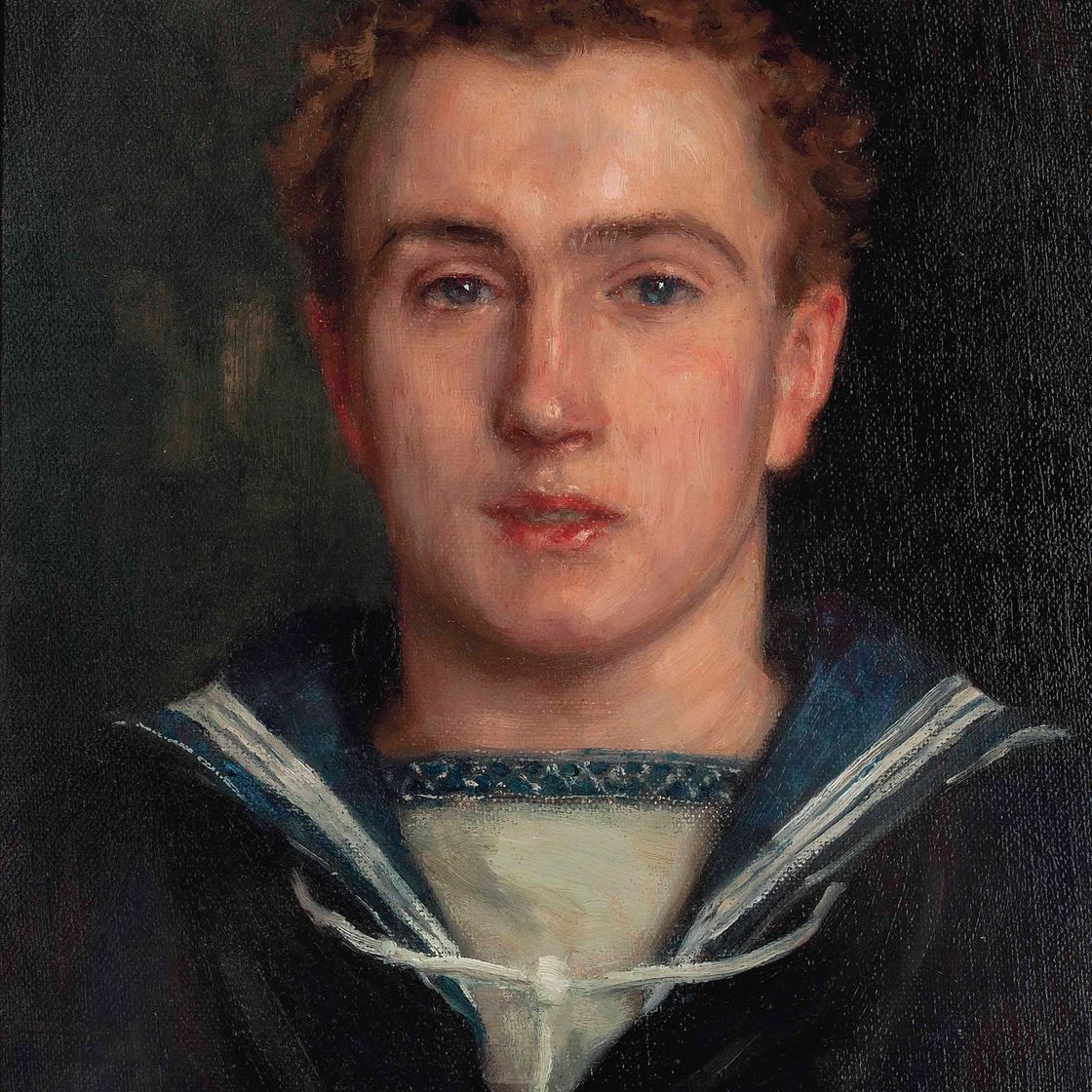 Henry Scott Tuke — Портрет Фредерика Брюэра, во весь рост, в матросской форме
