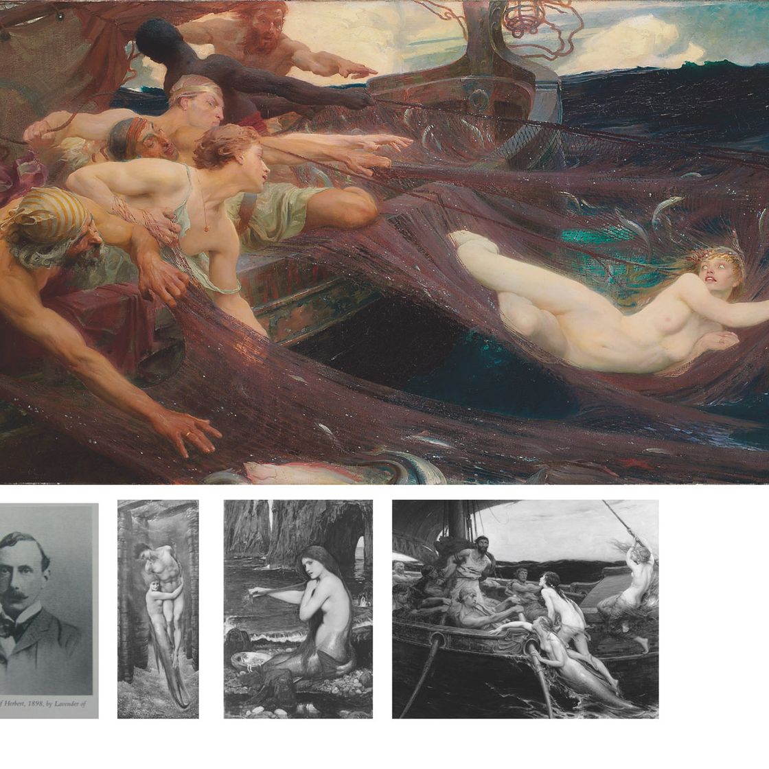 Herbert James Draper — Морская дева "Песня о сетях, которые тянули по бурным морям, И подняли с разорванными бортами, и поймали в них странноволосую женщину с печальными поющими губами" - Шателар