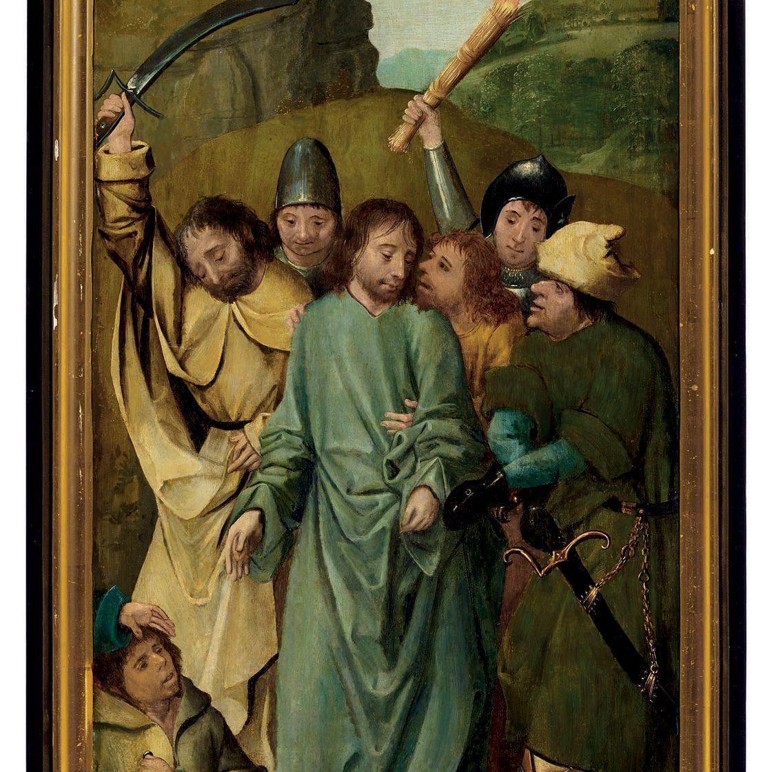 Hieronymus Bosch — Крыло полиптиха: Взятие Христа (справа); Святое семейство (сзади), изображение 2