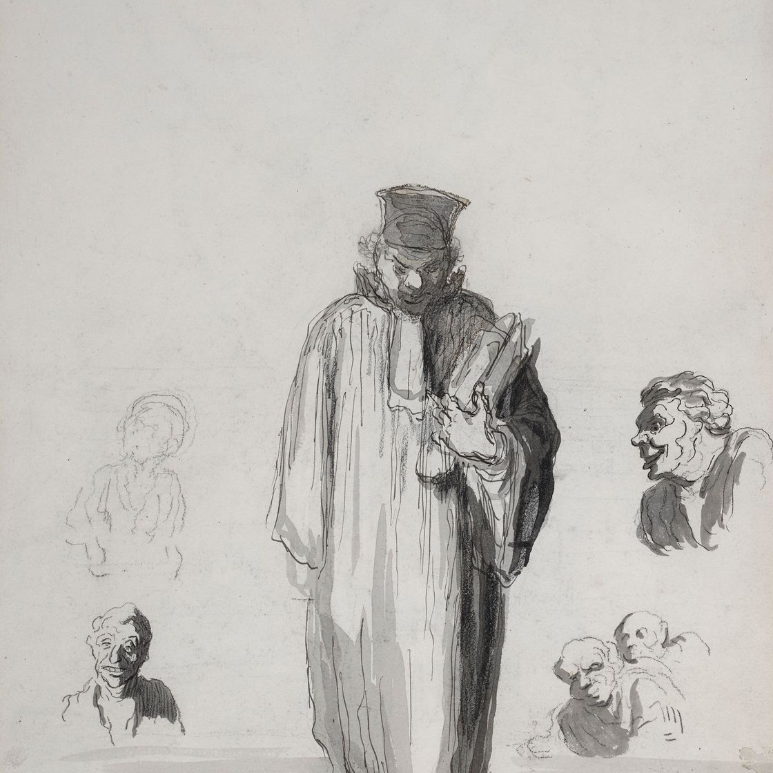 Honoré Daumier — Судебный процесс (для выяснения отношений между двумя котами) ( справа ) ; Двое лиц без оплаты ( сзади ), изображение 1