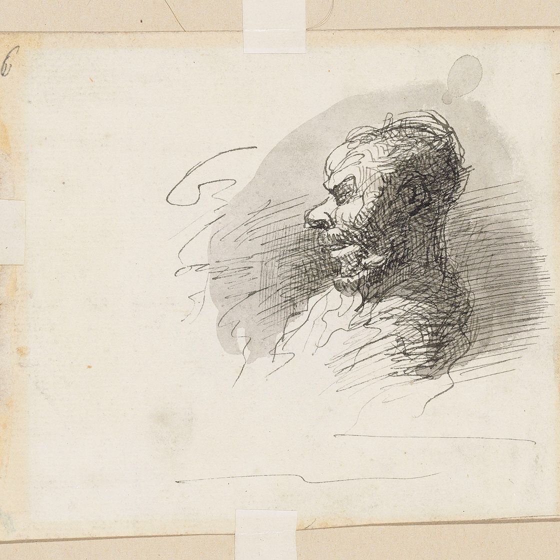 Honoré Daumier — Встреча с человеком (лицом к лицу); Профиль человека (оборотная сторона), изображение 2