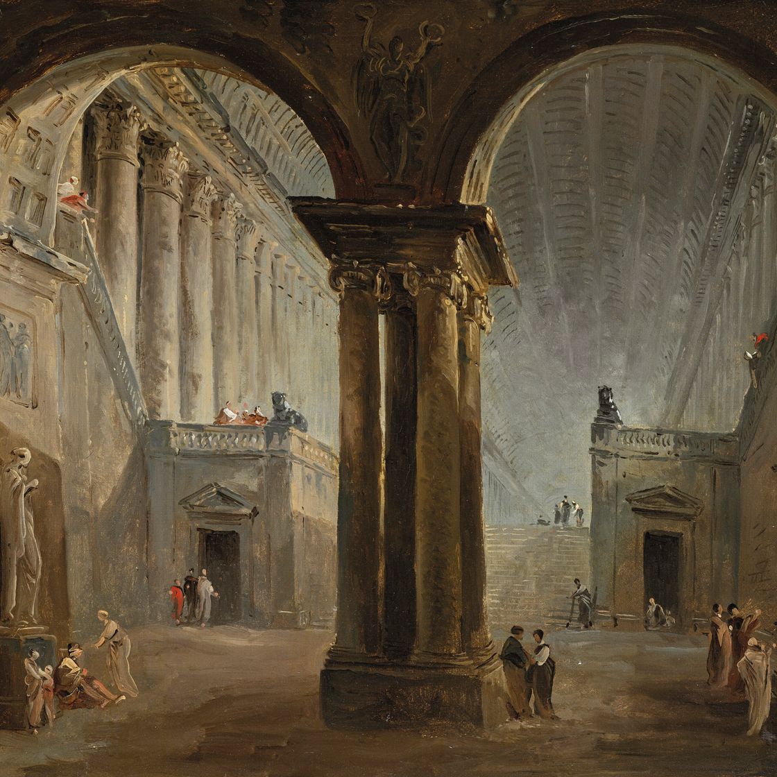 Hubert Robert — Персонажи из одной антикварной галереи, изображение 1