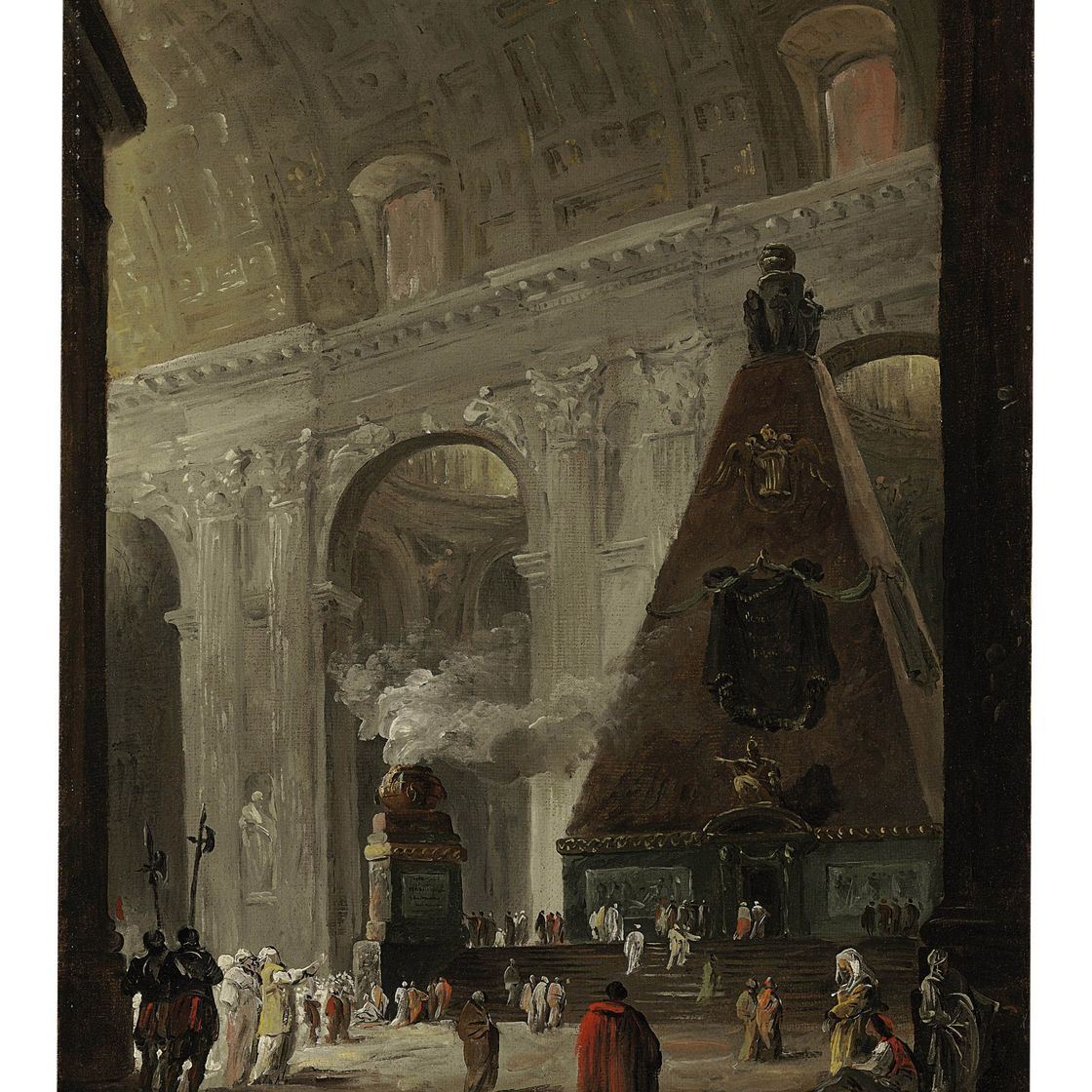 Hubert Robert — Катафалк папы Бенедикта XIV в соборе Святого Петра, Рим