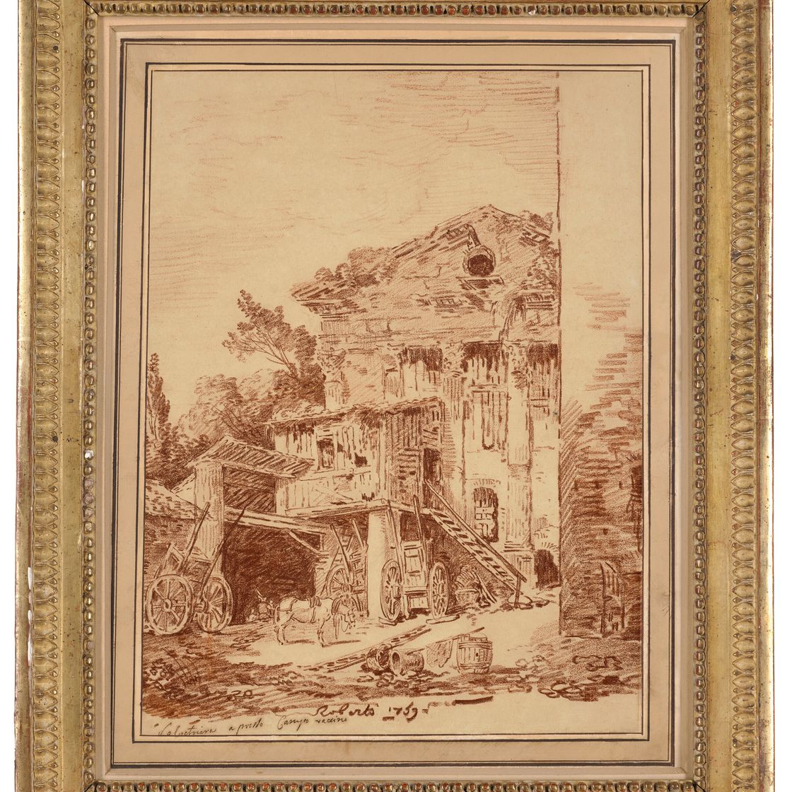 Hubert Robert — Внутренний дворик рядом с Кампо Вакчино в Риме, изображение 2