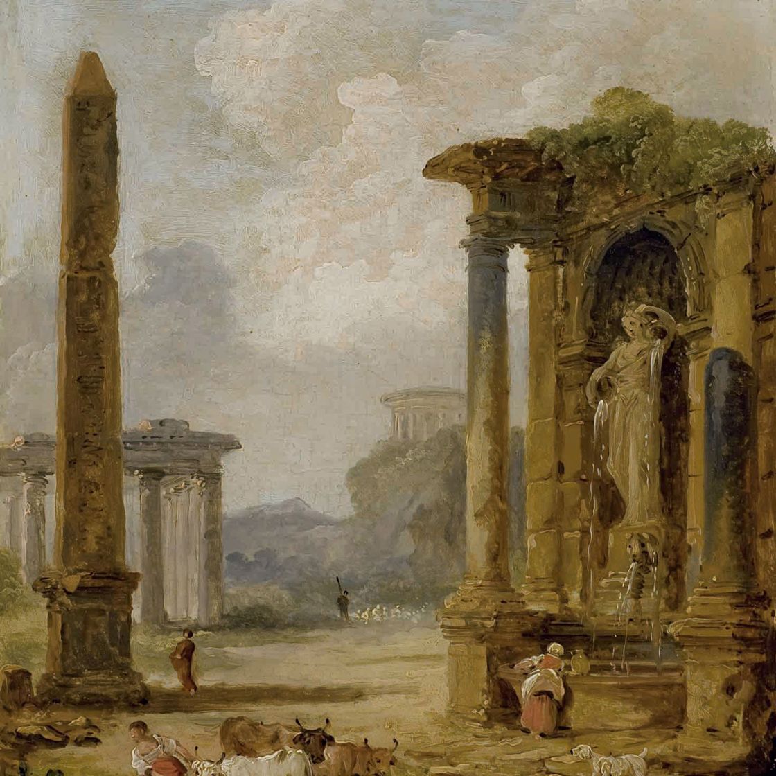 Hubert Robert — Труппа и разрушающий антиквариат