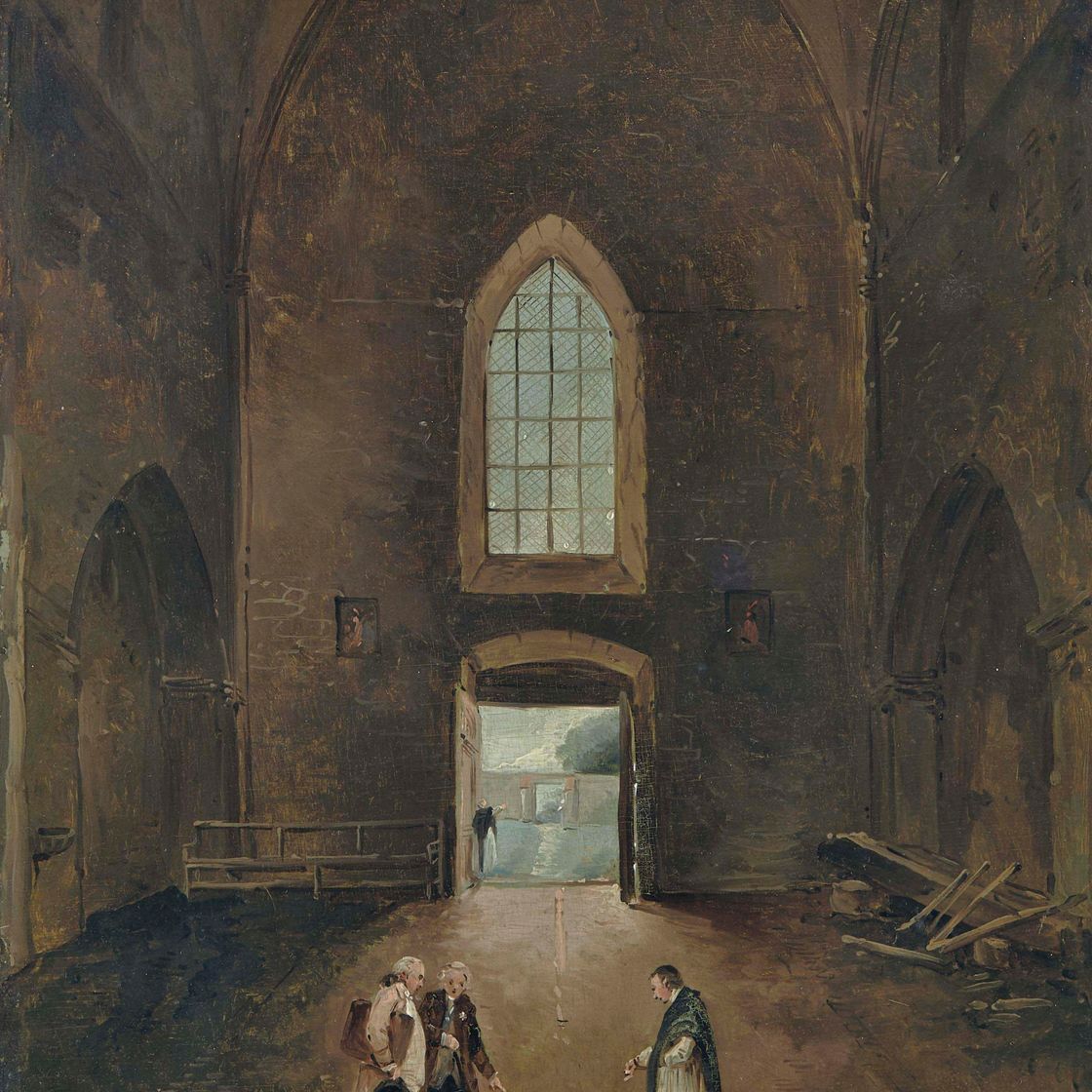 Hubert Robert — Хьюберт Робер и другие посетители-любители в гробнице, танцующей под эгидой