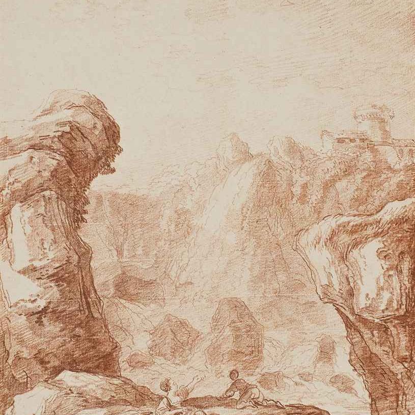 Hubert Robert — Два человека без зарплаты в роше