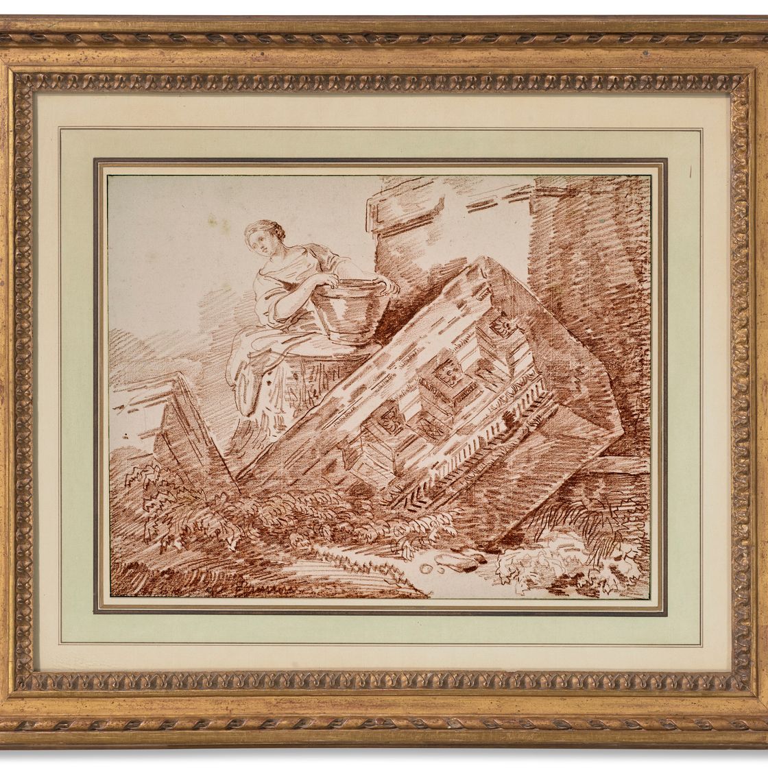 Hubert Robert — Молодая женщина с ведром у разрушенного архитрава, изображение 3