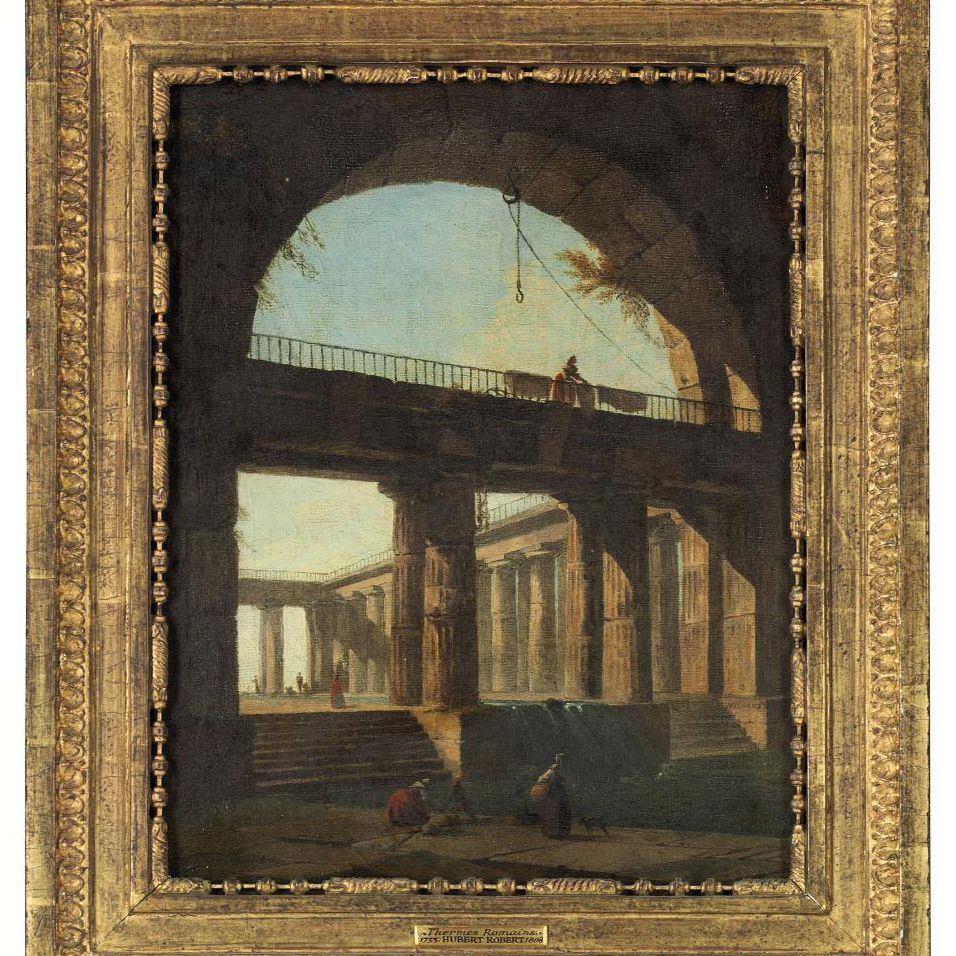 Hubert Robert — Каприччио из римских бань с женщинами и детьми