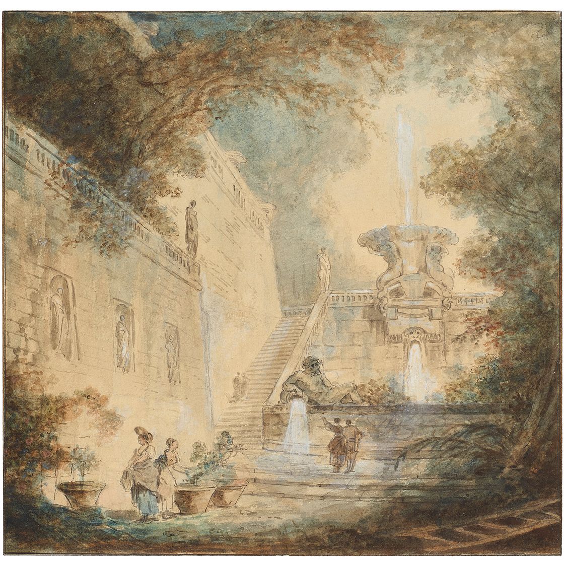 Hubert Robert — Фонтан в саду виллы д'Эсте, изображение 1