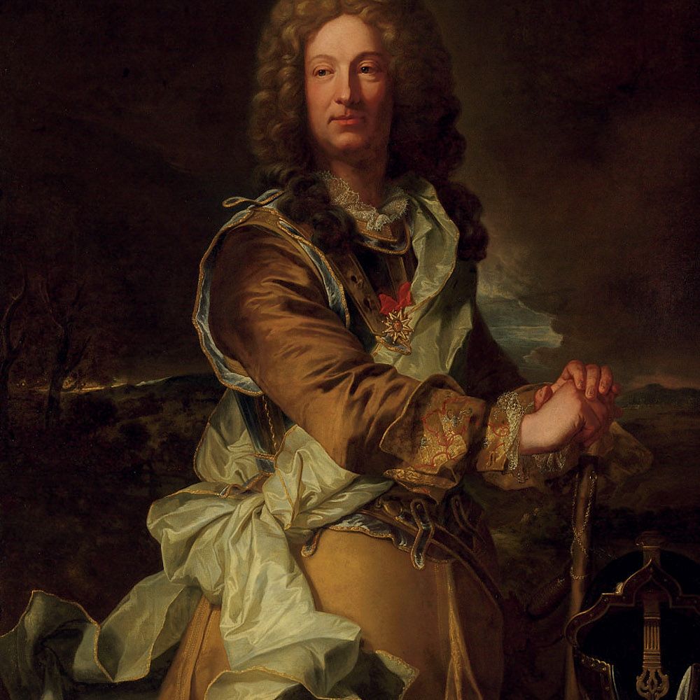 Hyacinthe Rigaud — Портрет военного офицера в три четверти роста, в нагрудном знаке, с орденом Святого Духа