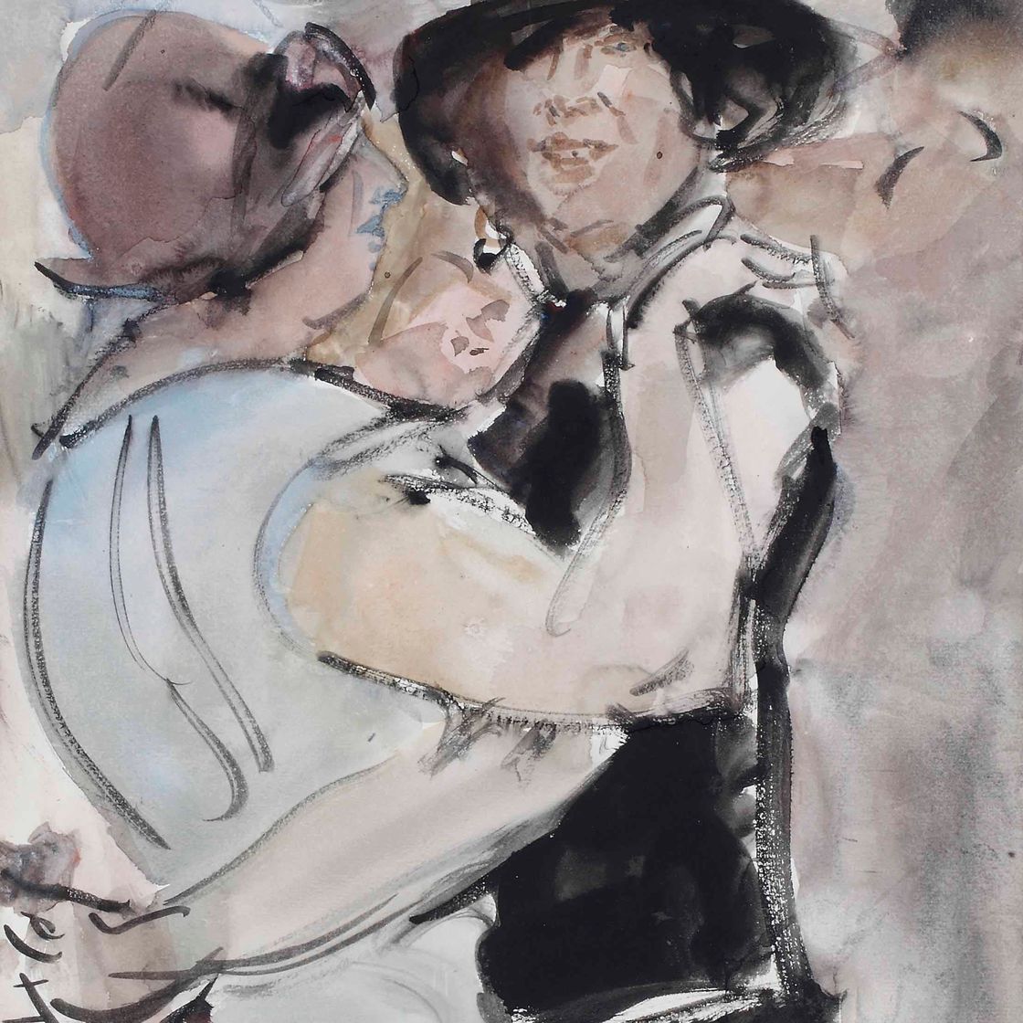 Isaac Israels — Женщины танцуют в кафе, Гаага - исследование