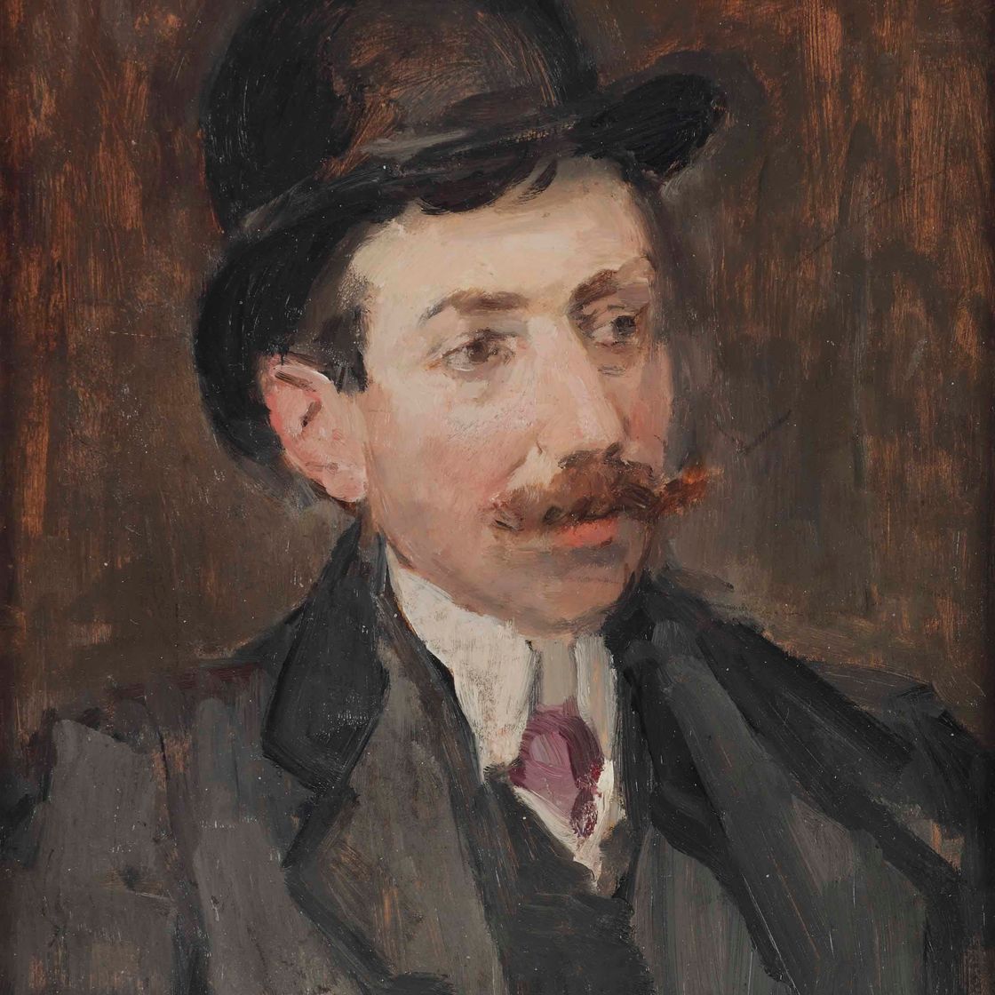 Isaac Israels — Портрет мистера Хекта в шляпе-котелке