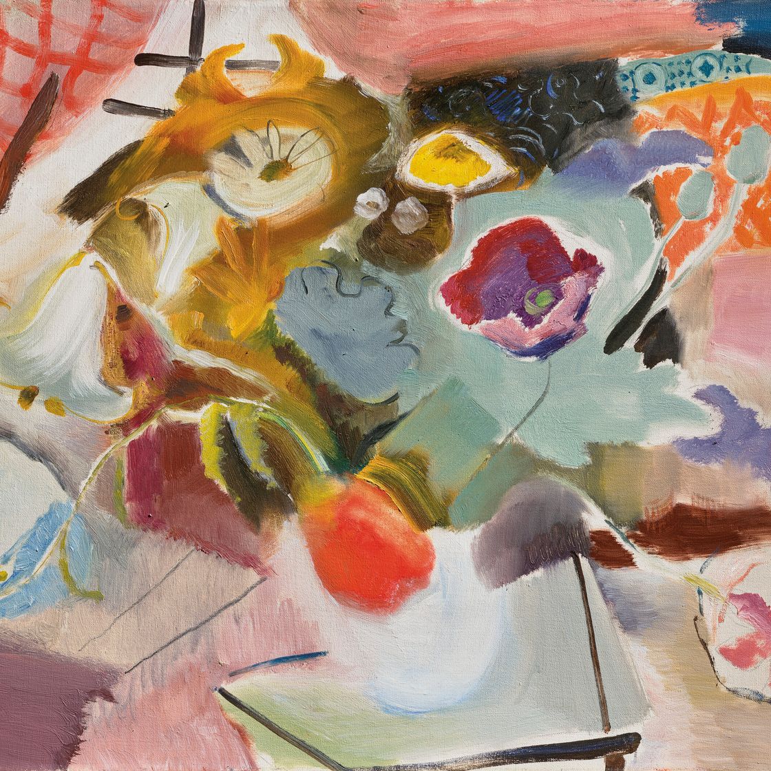 Ivon Hitchens — Цветы в белой вазе, изображение 1