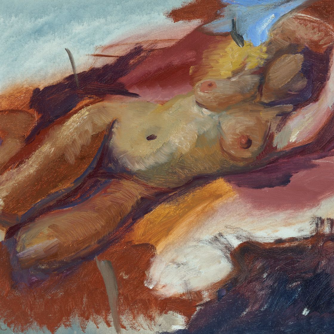Ivon Hitchens — Фигура на синем фоне, изображение 1