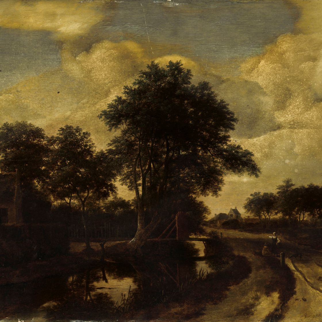 Jacob Van Ruisdael — Пейзаж с путешественниками на тропинке у ручья