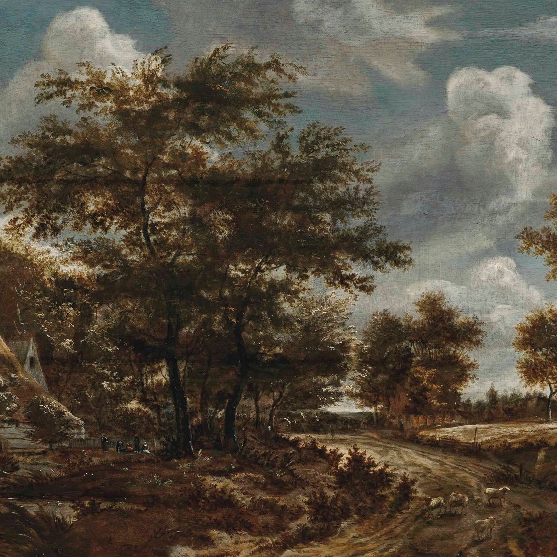 Jacob Van Ruisdael — Лесистый пейзаж с пастухом и его стадом на тропинке