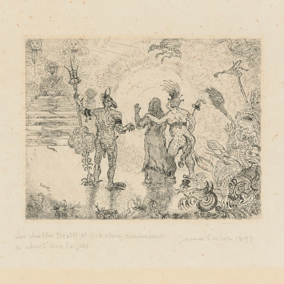 James Ensor — Дьяволы Дзиттс и Хиханокс ведут Христа в ад (Дьяволы Дзиттс и Хиханокс ведут Христа в ад)