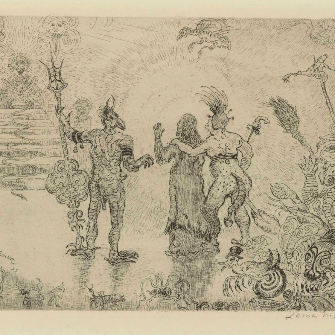James Ensor — Дьяволы Дзиттс и Хиханокс ведут Христа в ад (Дьяволы Дзиттс и Хиханокс ведут Христа в ад)