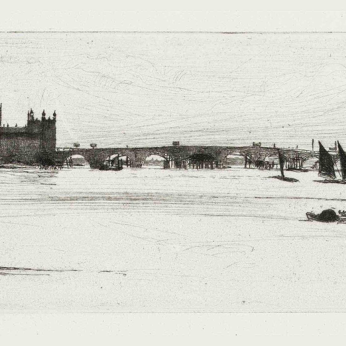 James McNeill Whistler — Старый Вестминстерский мост со съемочной площадки на Темзе (Кеннеди, 39)
