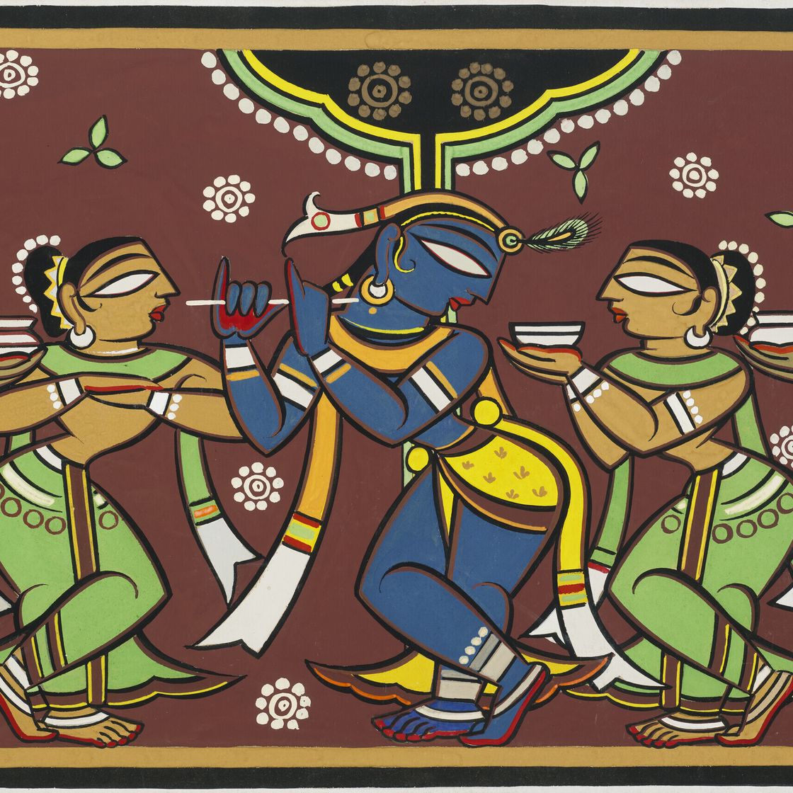 Jamini Roy — Без названия (Кришна с гопини)
