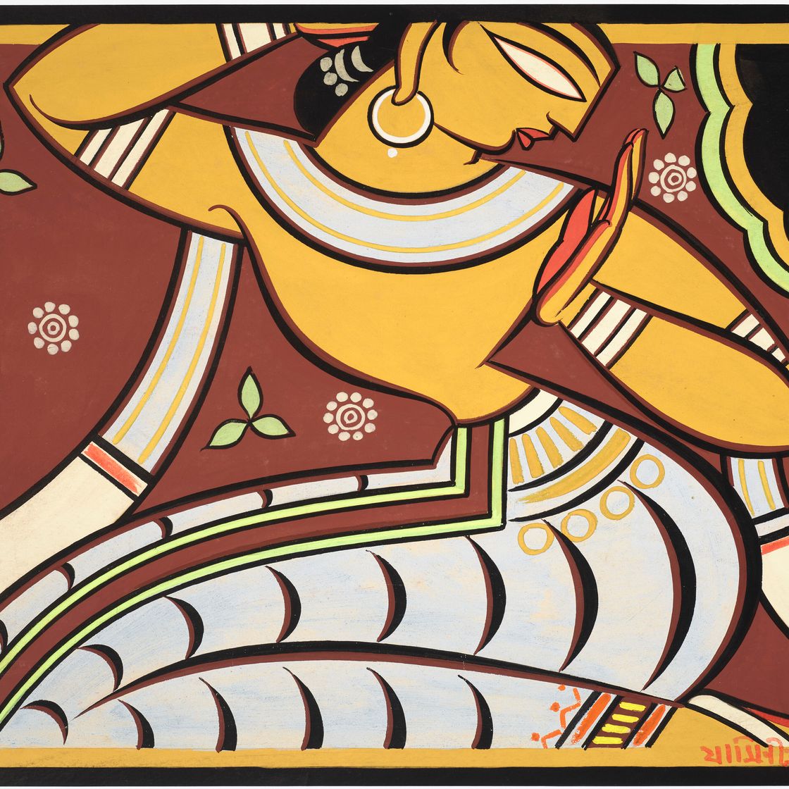 Jamini Roy — Без названия (Сидящая Гопини)