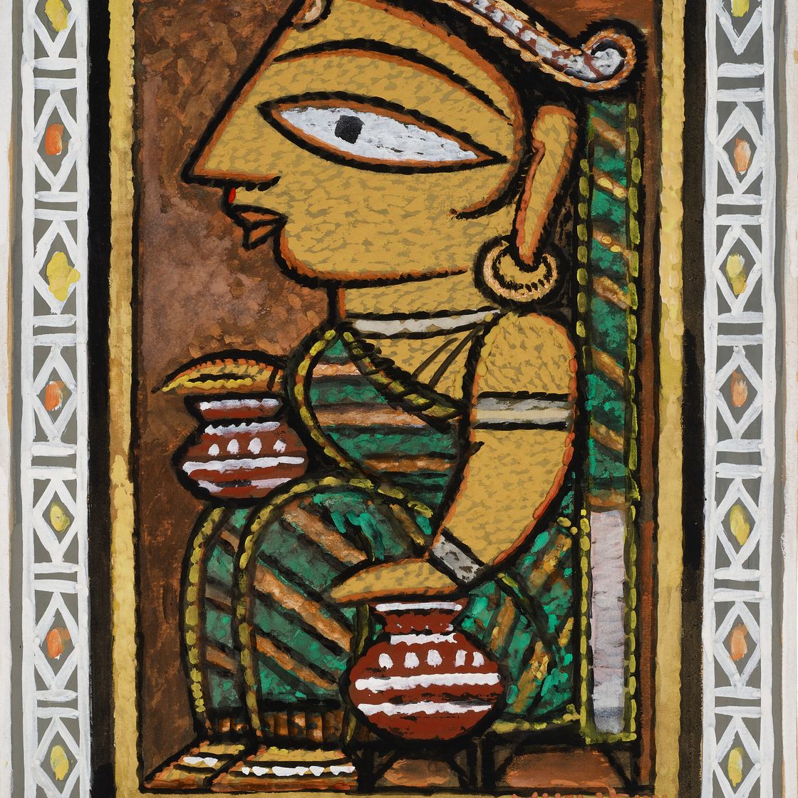 Jamini Roy — Без названия (Женщина с горшками)