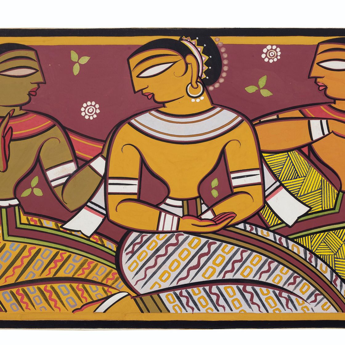 Jamini Roy — Без названия (Сидящие дамы)