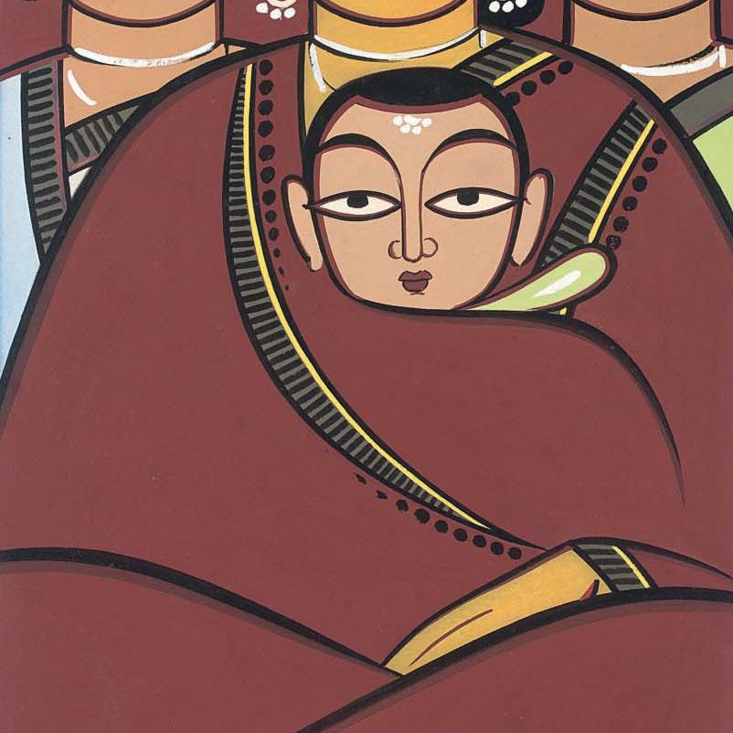 Jamini Roy — Без названия (Три женщины и ребенок)