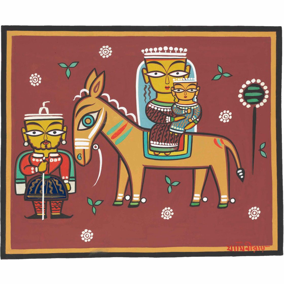 Jamini Roy — Без названия (Бегство в Египет)