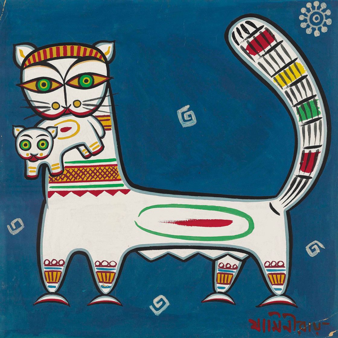 Jamini Roy — Без названия (Кошка и котенок)