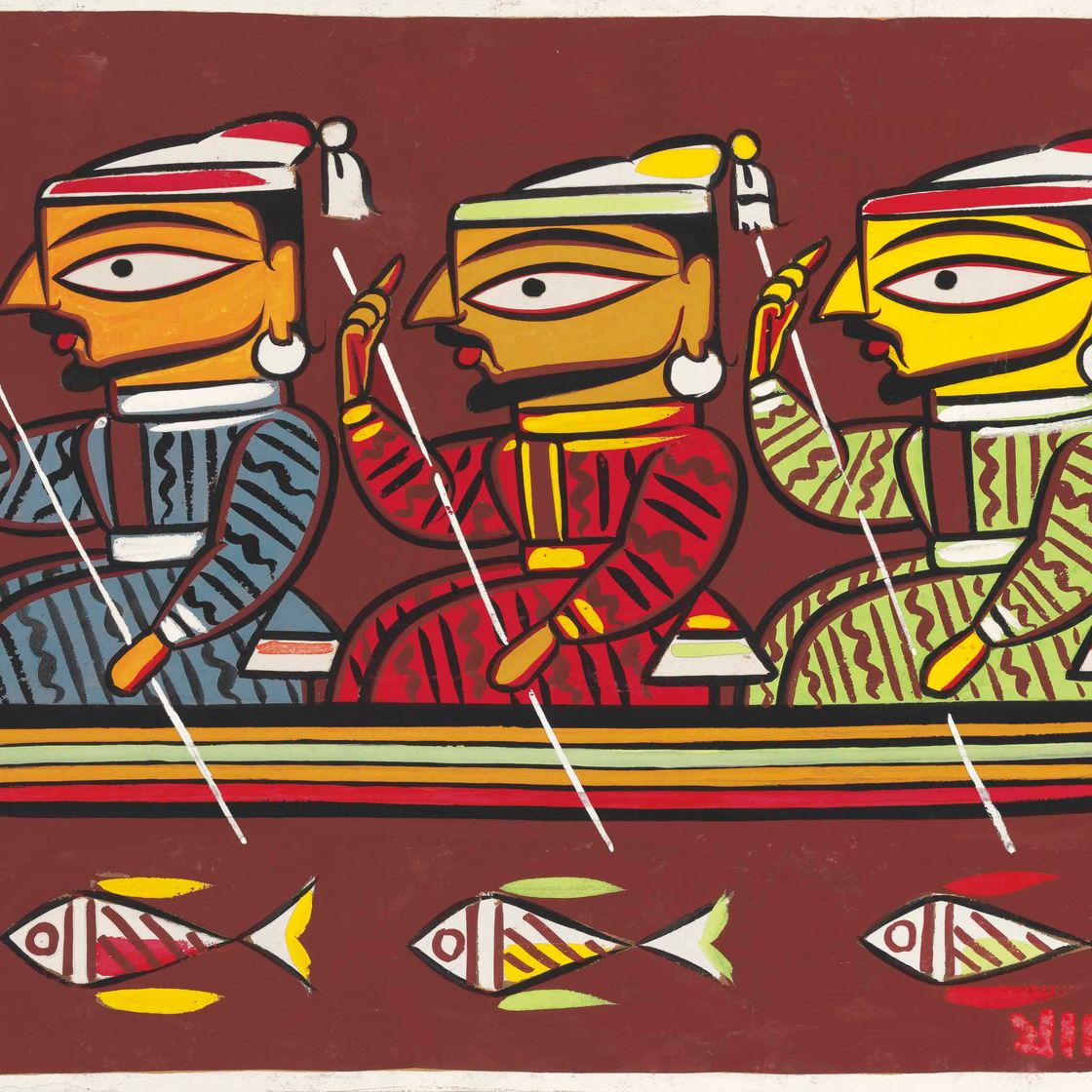 Jamini Roy — Без названия (Три лодочника)