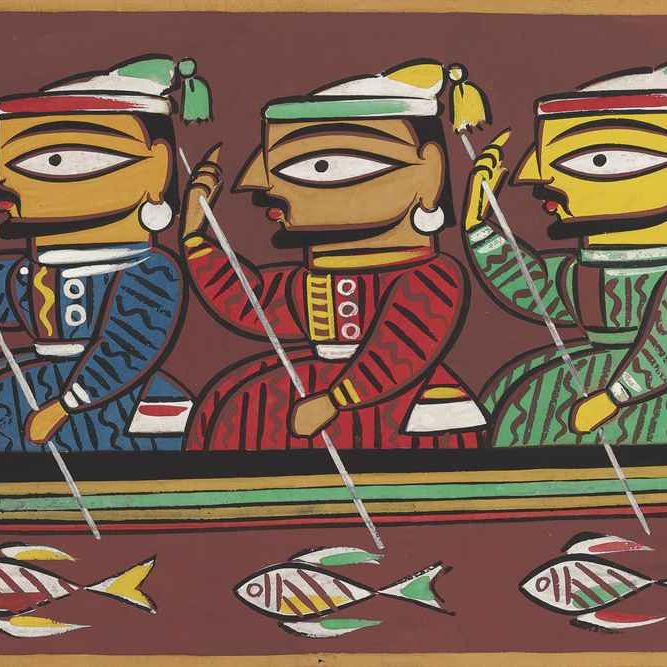 Jamini Roy — Без названия (Три лодочника)