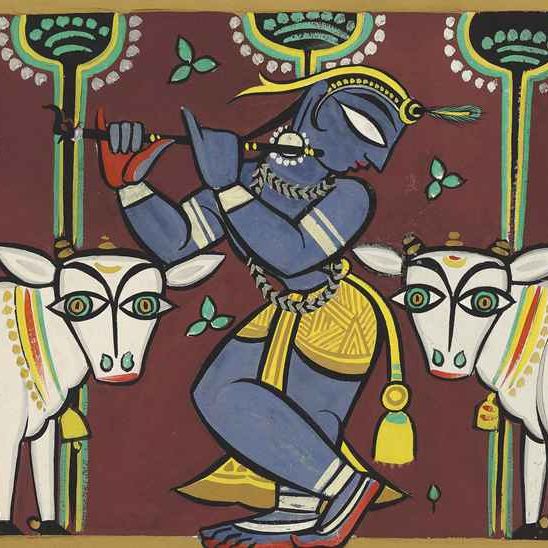 Jamini Roy — Без названия (Кришна с коровами)