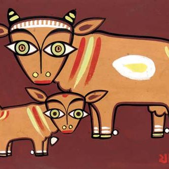 Jamini Roy — Без названия (коровы)