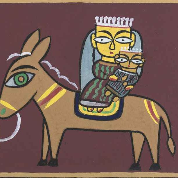 Jamini Roy — Без названия (Бегство в Египет)