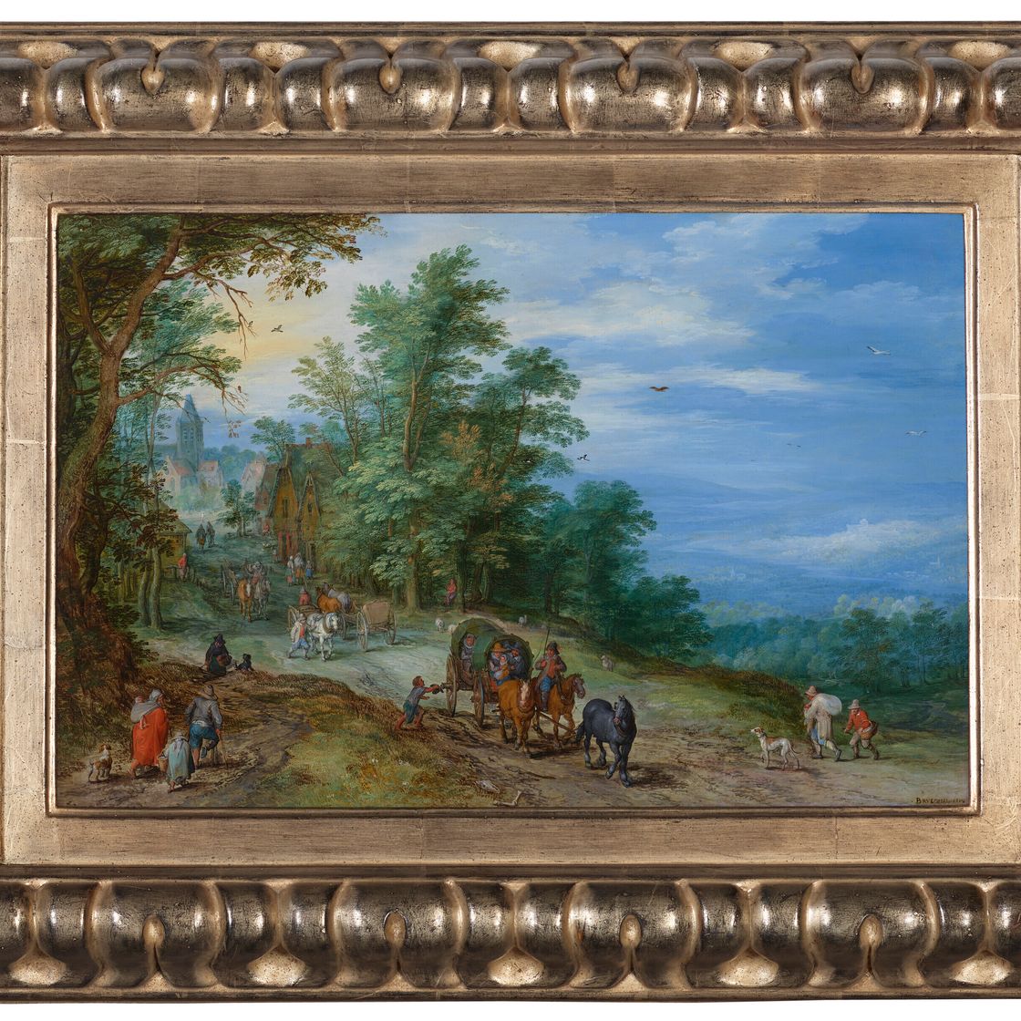 Jan I Brueghel — Летний пейзаж с тентованными тележками, изображение 2