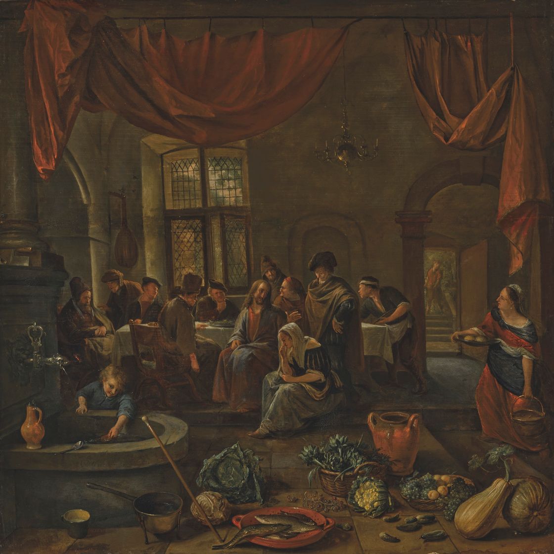 Jan Steen — Христос в доме Марии и Марфы, изображение 1