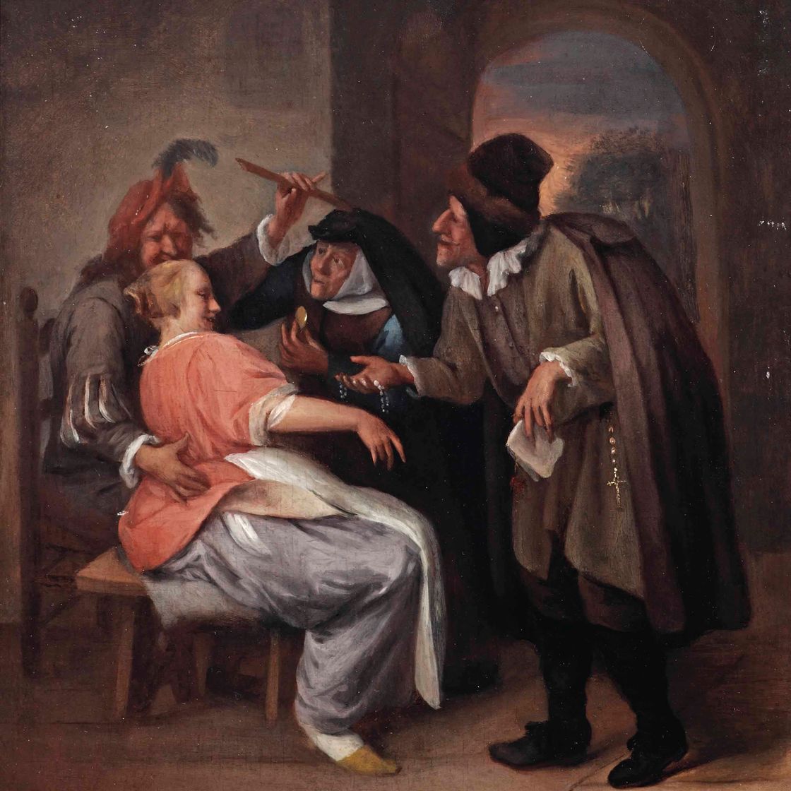 Jan Steen — Предложение: фигуры в интерьере