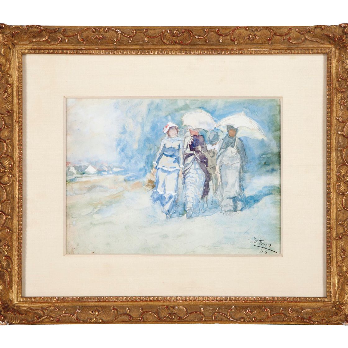 Jan Toorop — Элегантные дамы прогуливаются по пляжу