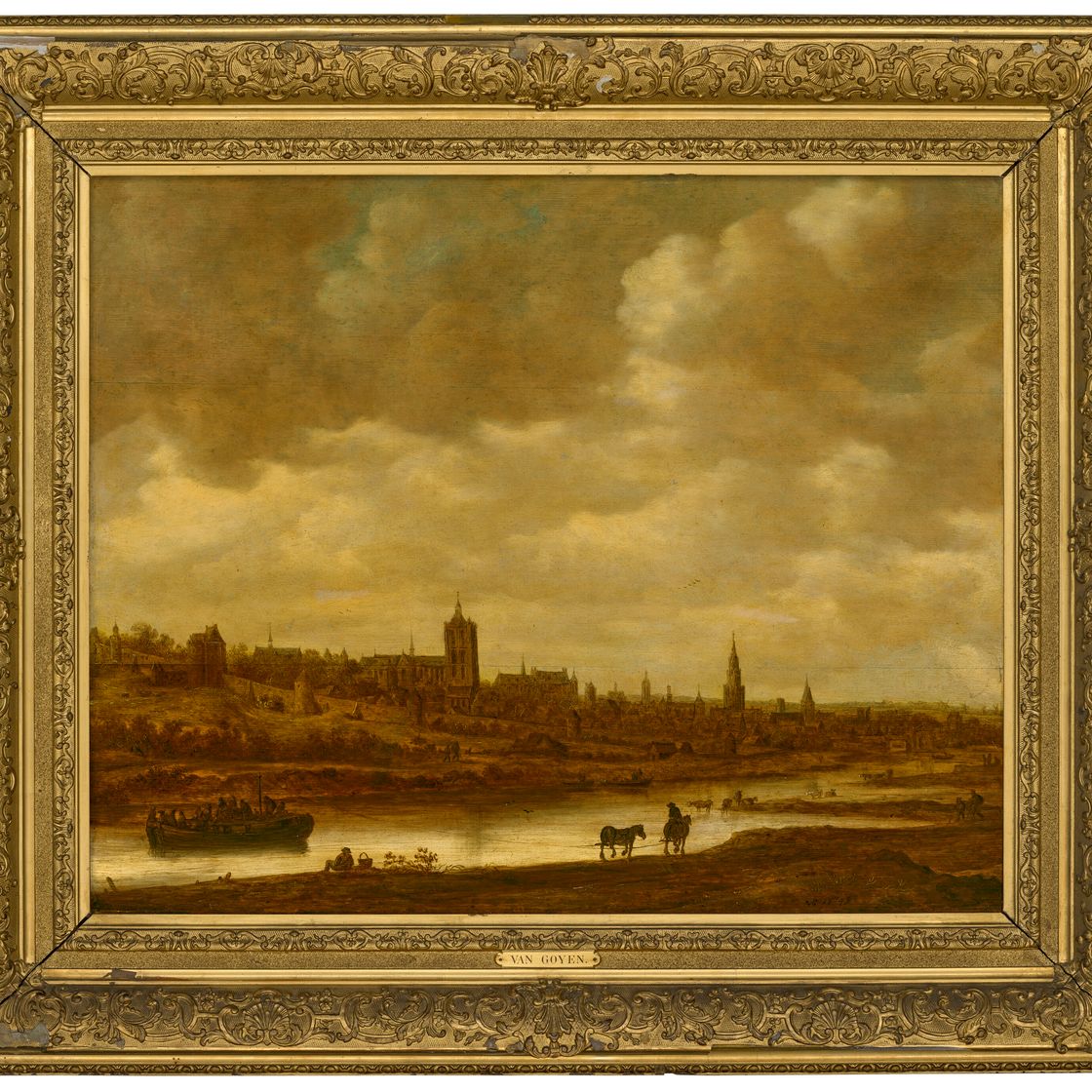 Jan van Goyen — Брюссель, с паромом, запряженным двумя лошадьми, изображение 2