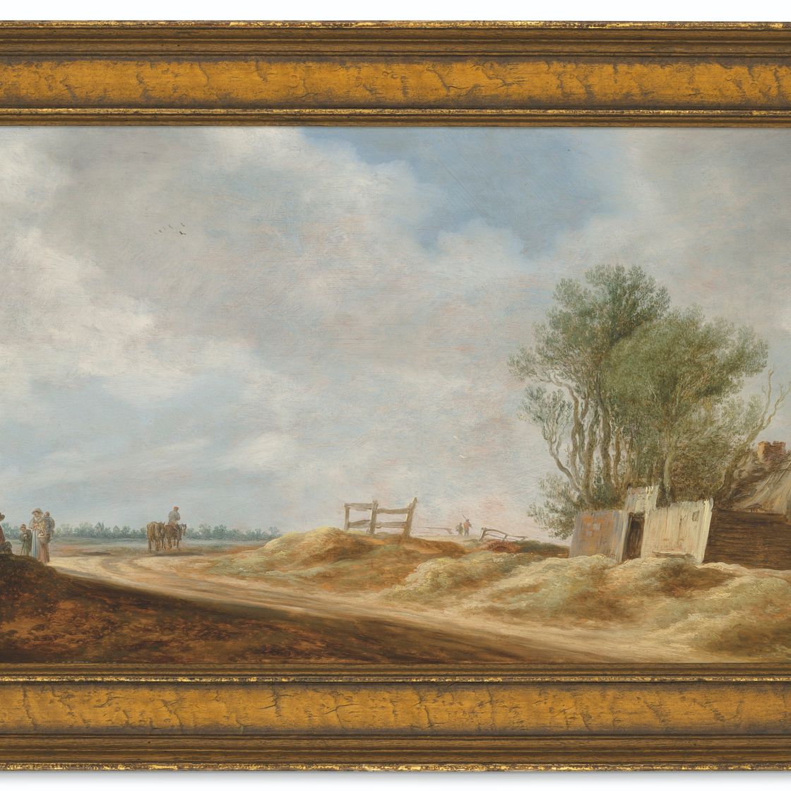 Jan van Goyen — Обширный ландшафт с коттеджем и путешественниками на открытой дороге, изображение 2