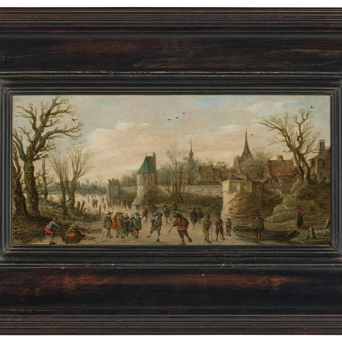 Jan van Goyen — Зимний пейзаж с горожанами, катающимися на коньках перед укрепленным городом, изображение 2