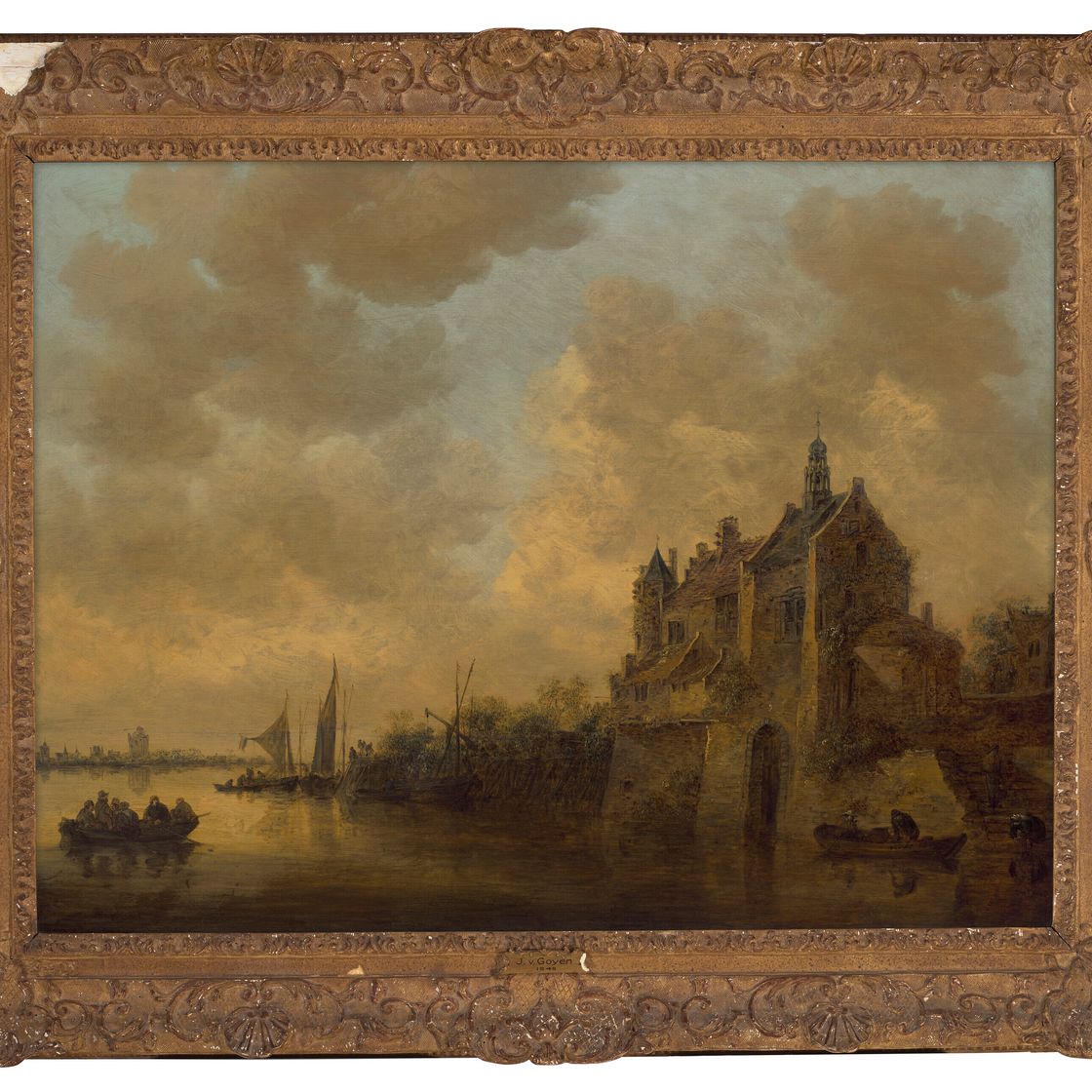 Jan van Goyen — Речной пейзаж с усадьбой, весельными лодками и другими судами, изображение 2