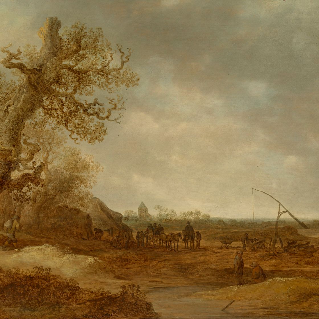 Jan van Goyen — Дюнный пейзаж с фигурами, изображение 2