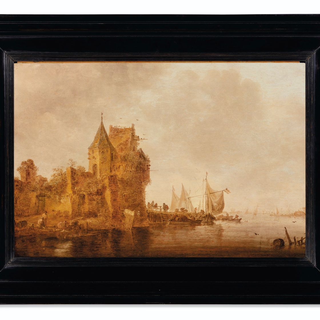 Jan van Goyen — Речной пейзаж с городом, окруженным стеной, изображение 2