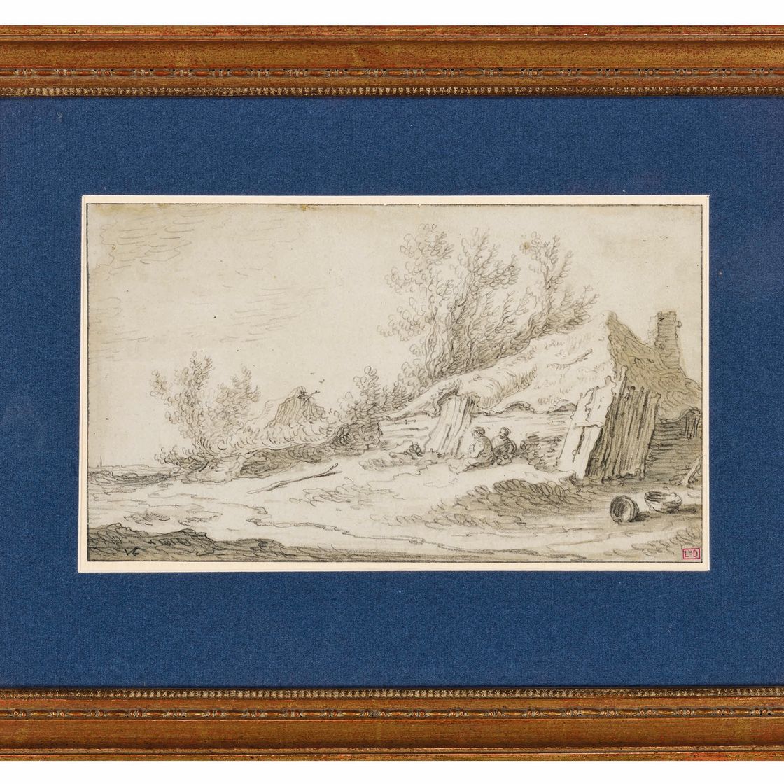 Jan van Goyen — Пейзаж с двумя мужчинами, отдыхающими перед фермерским домом, изображение 2