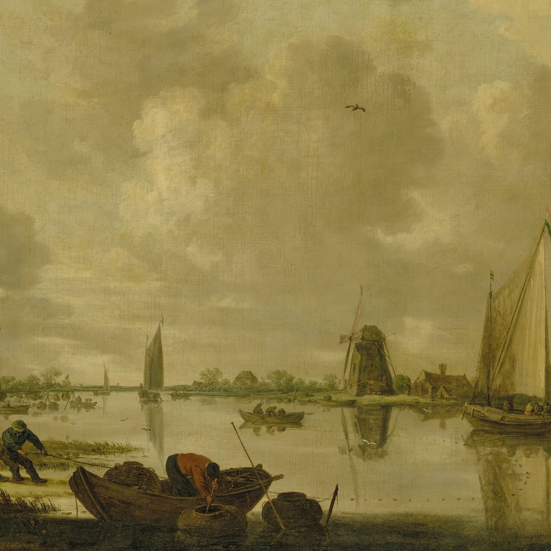 Jan van Goyen — Речной пейзаж с рыбаками, изображение 1
