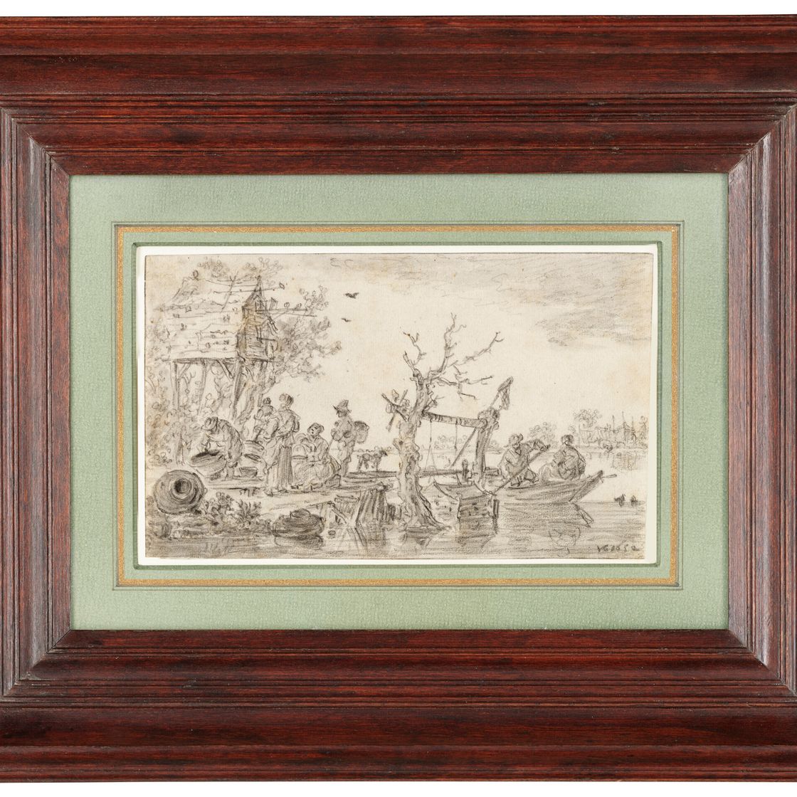 Jan van Goyen — Жители деревни у голубятни на паромной переправе, изображение 2