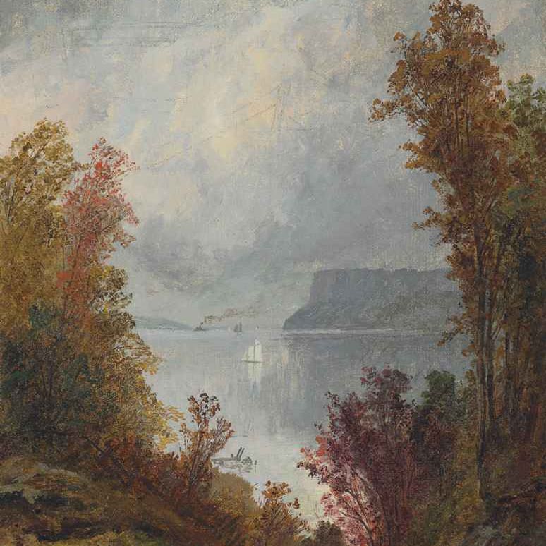 Jasper Francis Cropsey — Вид на реку Гудзон, осень